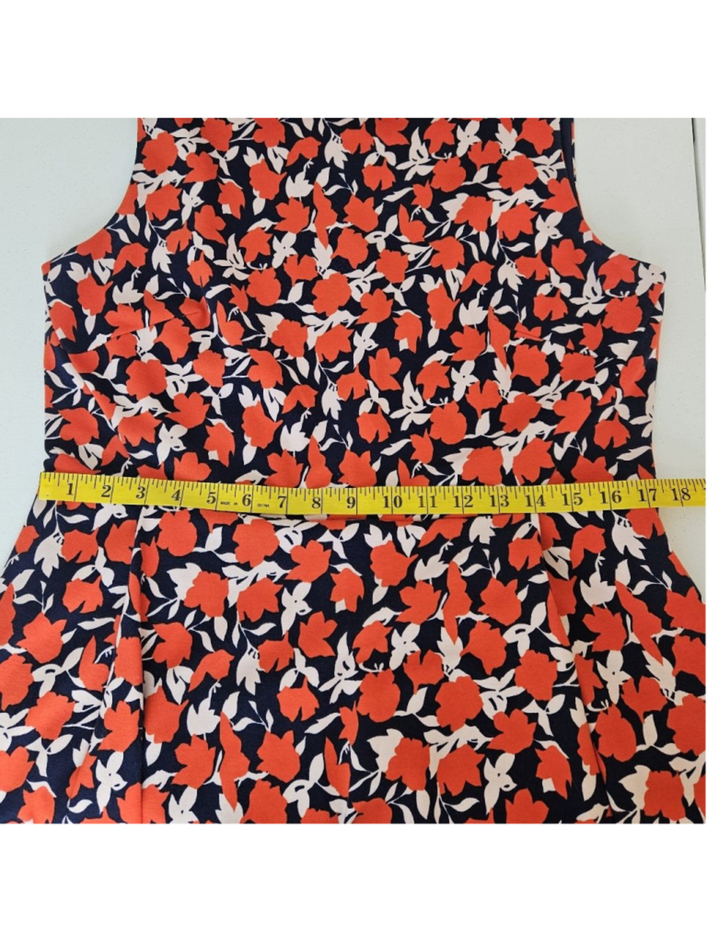 Boden Miriam Ponte Midi Dress Size 12 Red Navy Floral Sleeveless Pockets Preppy - Picture 12 of 12